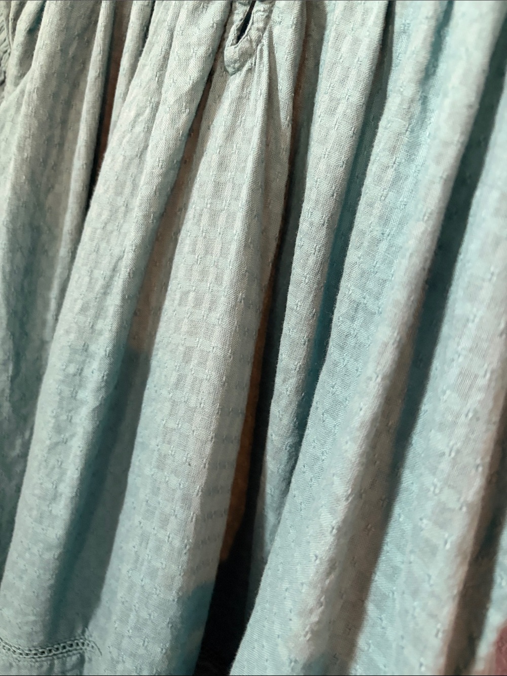 Sundance Sea foam Green short sleeve blouse with lots of design details - Picture 4 of 6